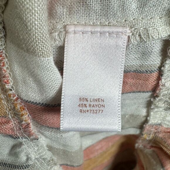 Lauren Conrad blush orange and tan linen ruffle faux wrap dress size medium NWT - Picture 10 of 10